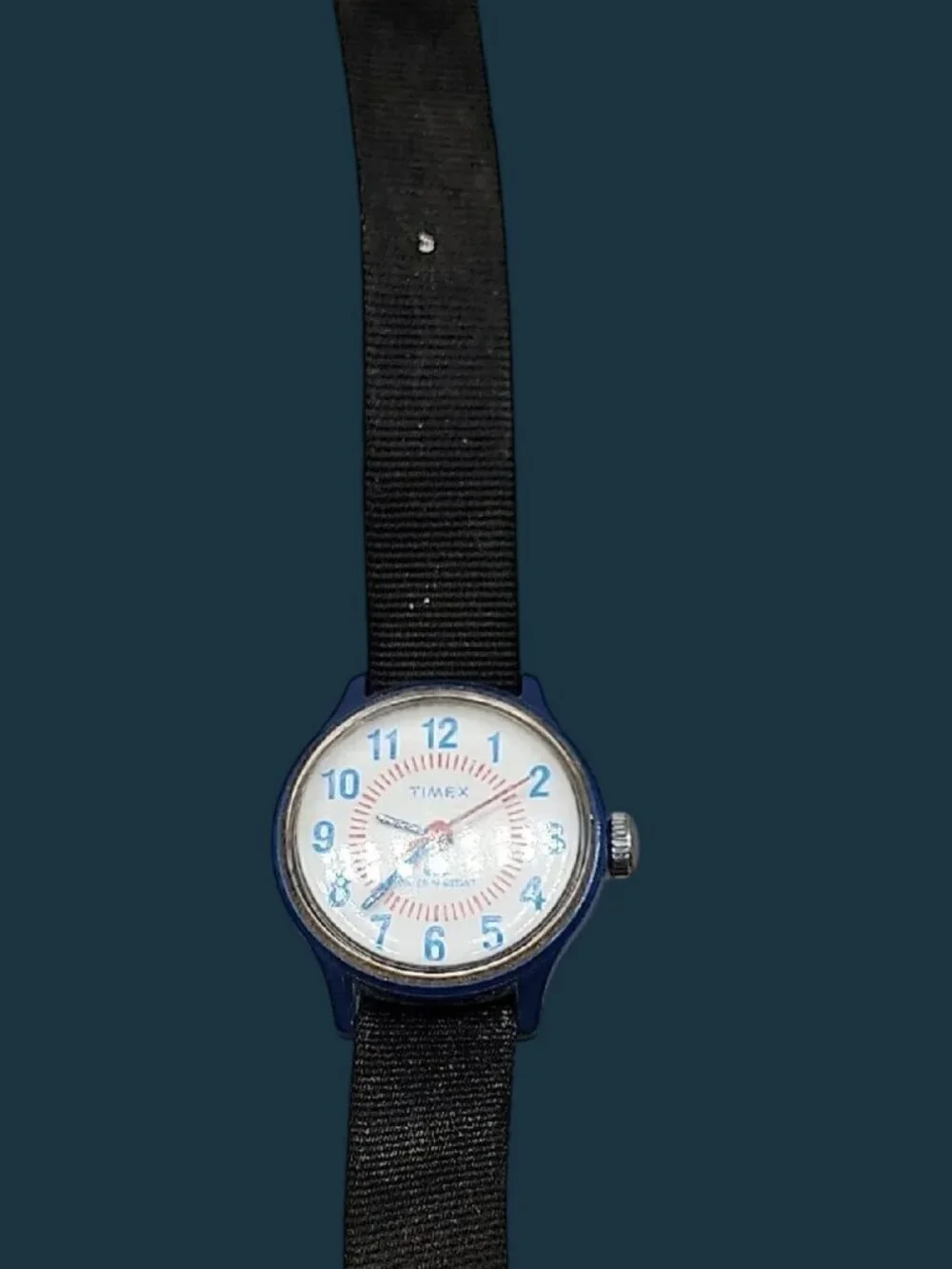 Vintage 1980s Timex Fun Timers Blue Mechanical Watch 25mm 7